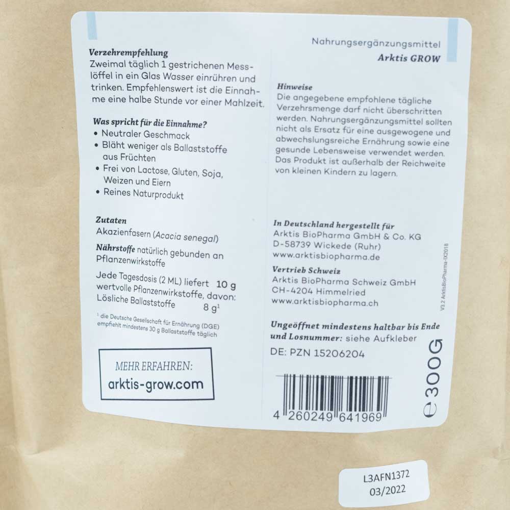 ARKTIS Grow Akazienfaser-Pulver Nachfüllpack