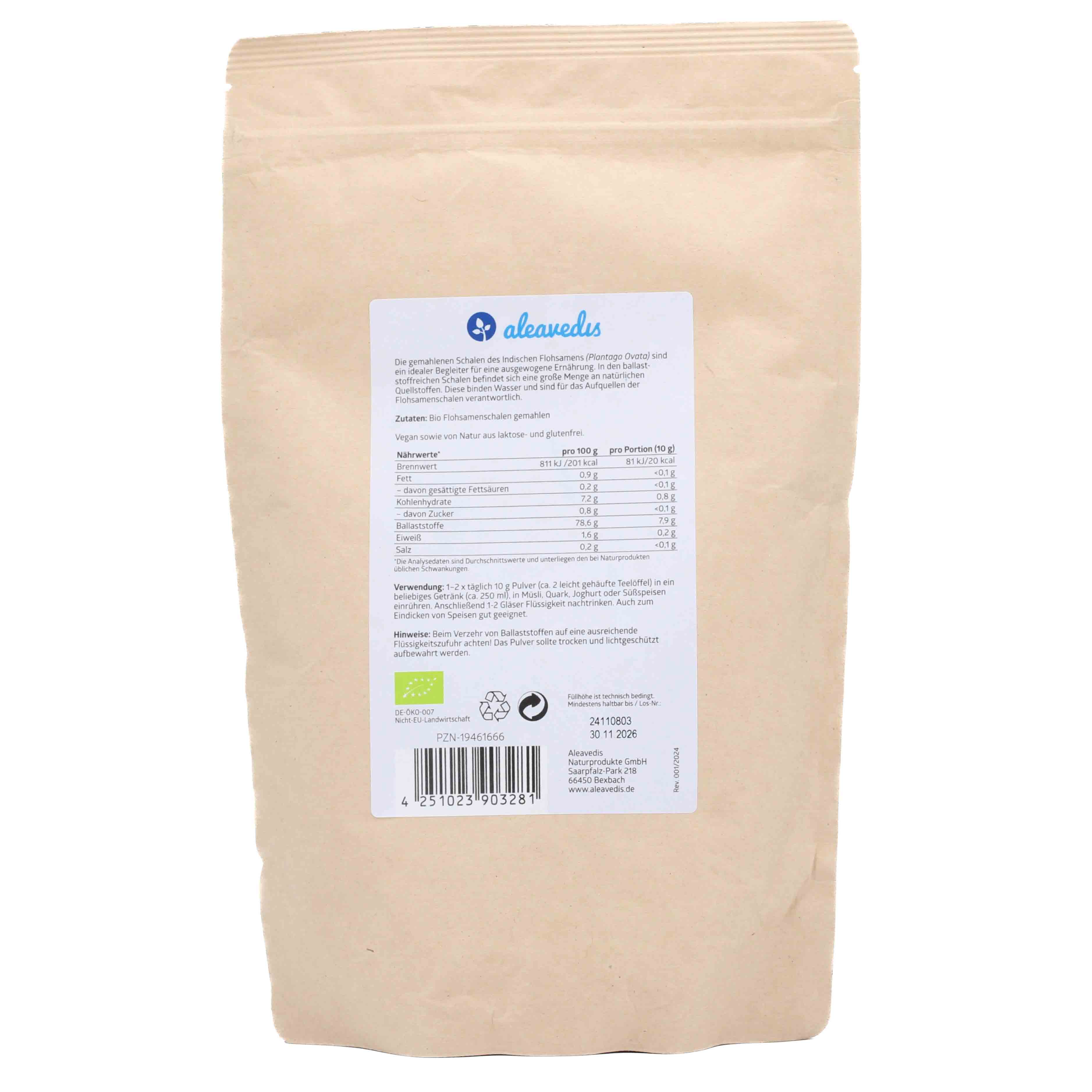 FLOHSAMENSCHALEN gemahlen Bio Pulver