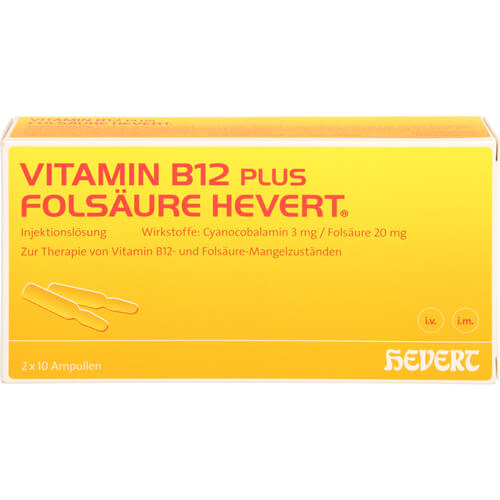 VITAMIN B12 PLUS Folsäure Hevert a 2 ml Ampullen