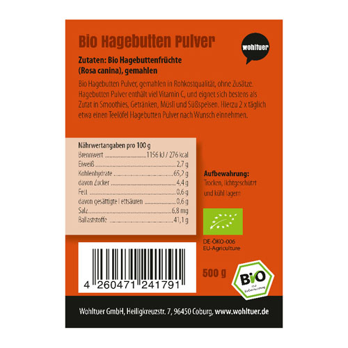 WOHLTUER Bio Hagebuttenpulver