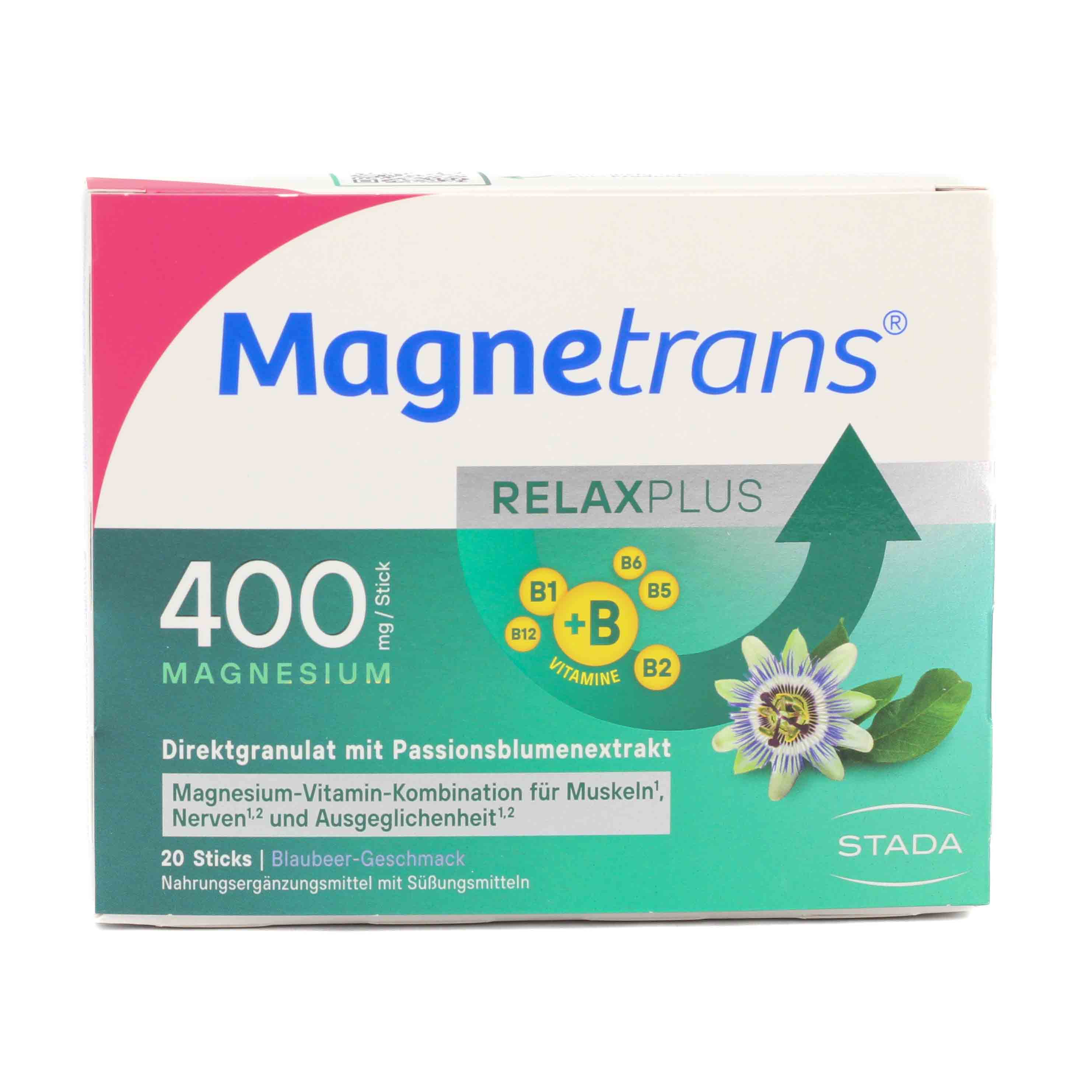 MAGNETRANS Relax+ 400 mg Granulat Sticks Blaubeere