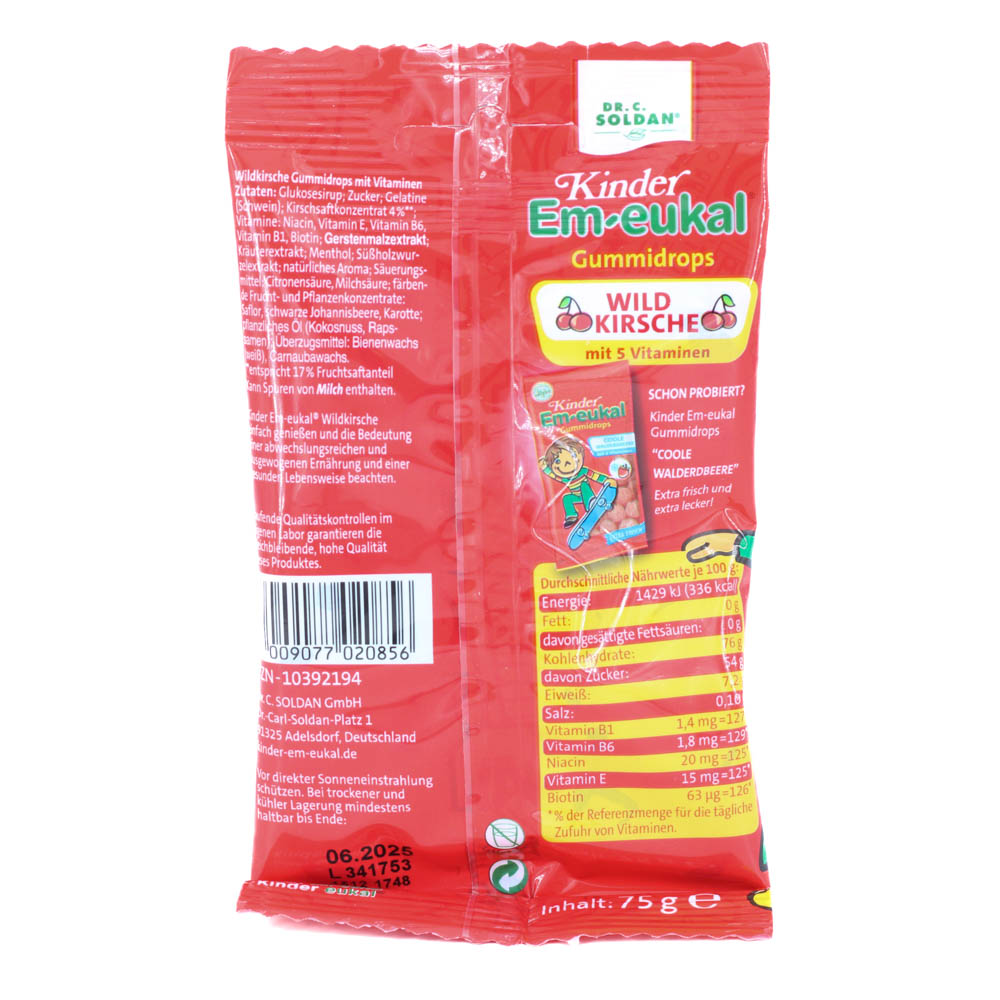 EM-EUKAL Kinder Gummidrops Wildkirsche zuckerhalt.