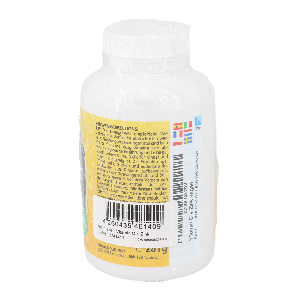 VITAMIN C 1000 mg hochdosiert+Zink vegan Tabletten