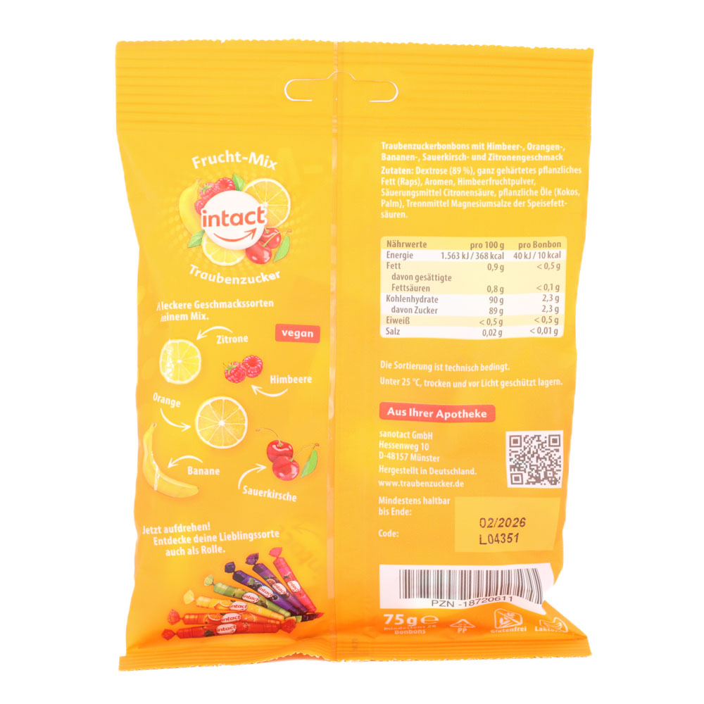 INTACT Traubenzucker Beutel Frucht-Mix