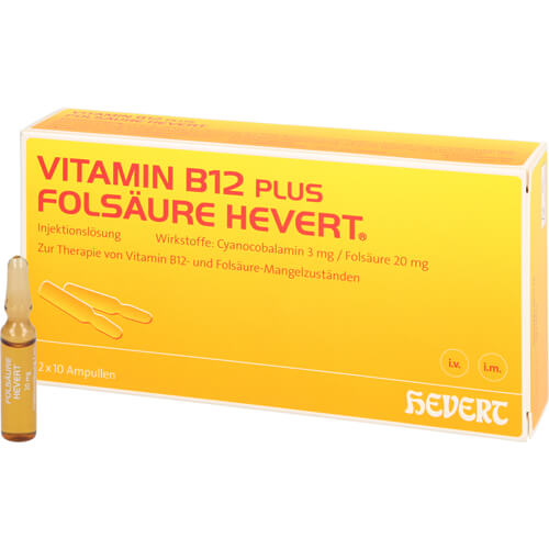 VITAMIN B12 PLUS Folsäure Hevert a 2 ml Ampullen