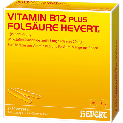 VITAMIN B12 PLUS Folsäure Hevert a 2 ml Ampullen