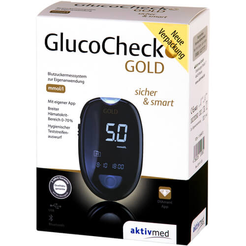 GLUCOCHECK GOLD Blutzuckermessgerät Set mmol/l