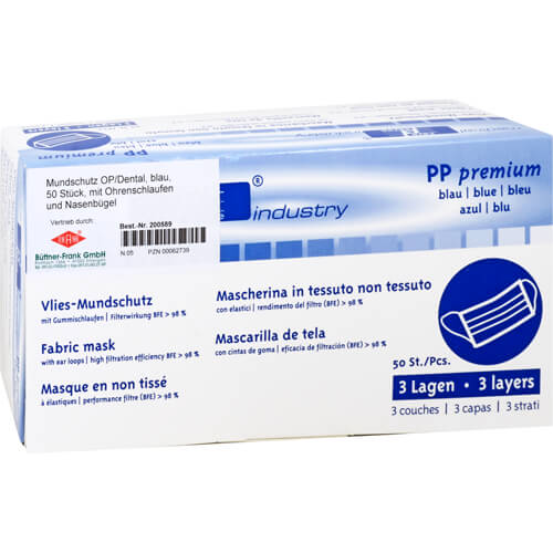 MUNDSCHUTZ OP m.Gummiband Nasenbügel blau